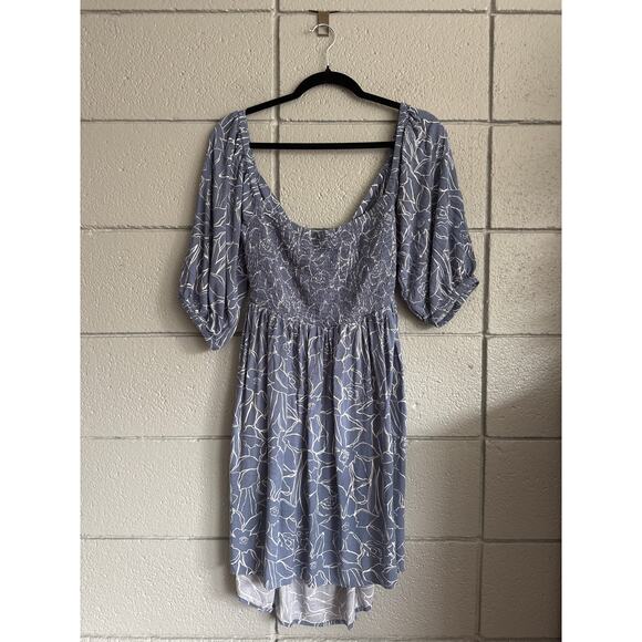 Women's Roxy Satin Sands Cutout Tie-Back Linear Floral Mini Dress in Bijou Blue - Picture 3 of 5